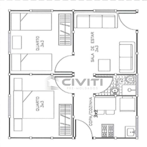 Projeto Casa Pré-moldada 36m²