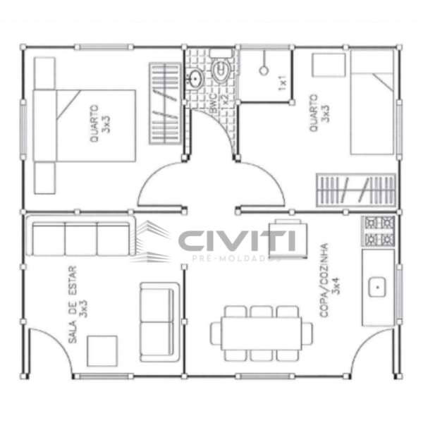 Projeto Casa Pré-Moldada 42m²
