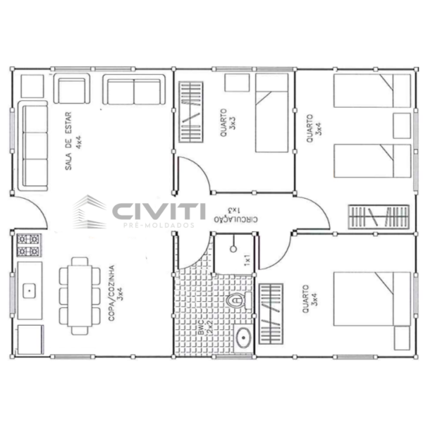 Projeto Casa Pré-Moldada 70m²